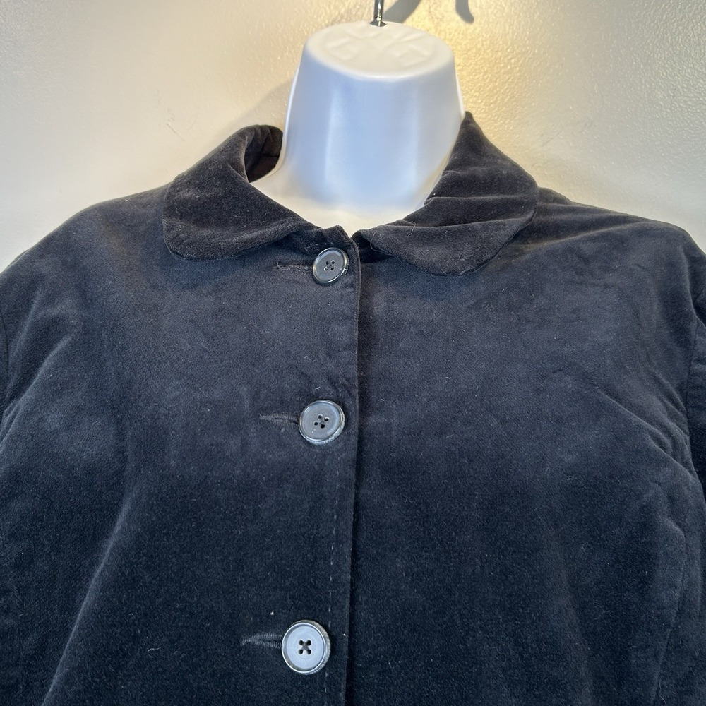 Lands End Velvet Blazer Womens Large Black Lined Jacket Preppy Heritage Classic - Picture 2 of 15